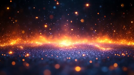 Sparkling fiery particles on a dark background
