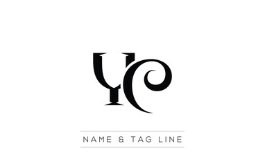 YC logo design. A sophisticated, minimalistic logo design featuring golden stylized typography,  perfect for branding concepts emphasizing luxury, professionalism, and contemporary aesthetics.
