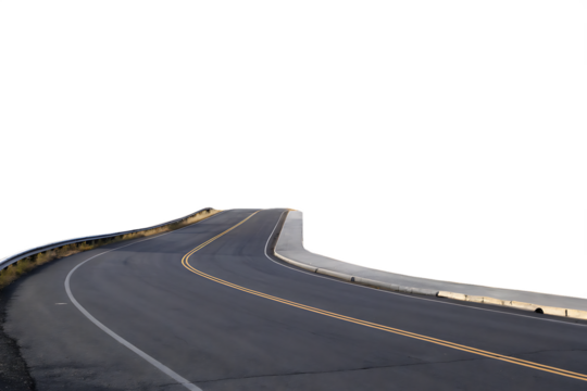 winding road to the summit a scenic mountain road isolated on white background, png, ai generated.