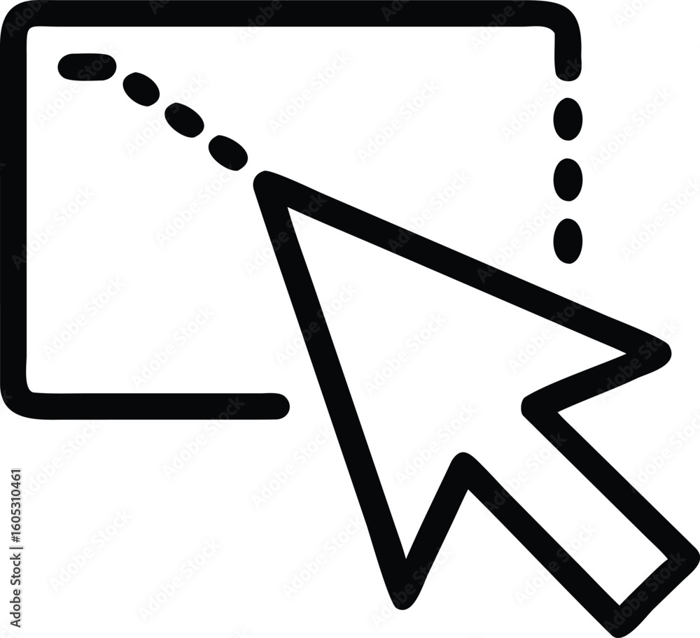 Fototapete cursor selection icon: a sleek cursor hovers, poised to select an object within a dotted selection a