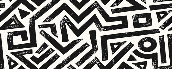 Abstract Black and White Geometric Pattern Seamless Texture