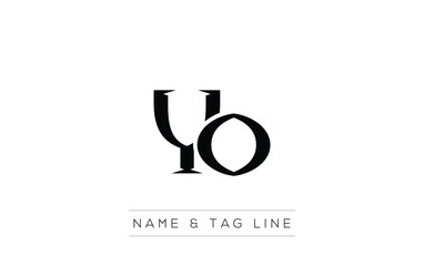 YO logo design. A sophisticated, minimalistic logo design featuring golden stylized typography,  perfect for branding concepts emphasizing luxury, professionalism, and contemporary aesthetics.