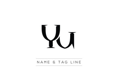 YU logo design. A sophisticated, minimalistic logo design featuring golden stylized typography,  perfect for branding concepts emphasizing luxury, professionalism, and contemporary aesthetics.