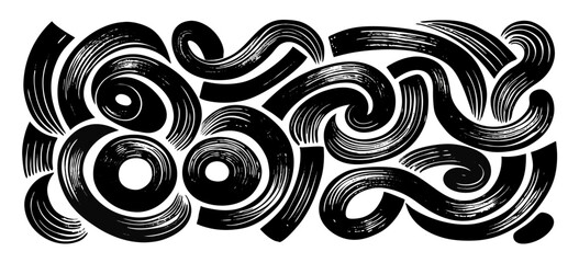 Abstract Black and White Swirls Pattern Design