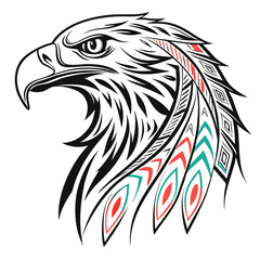 Eagle head vector illustration with sharp beak and detailed feathers