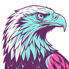 Fototapeta premium Eagle head vector illustration with sharp beak and detailed feathers