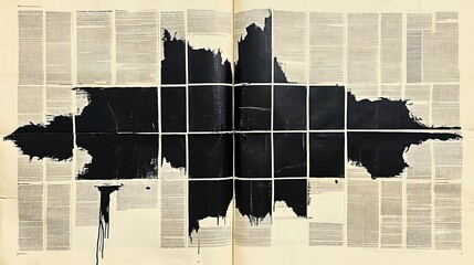 Abstract ink splatters on newspaper