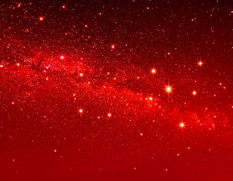 Red starry night sky