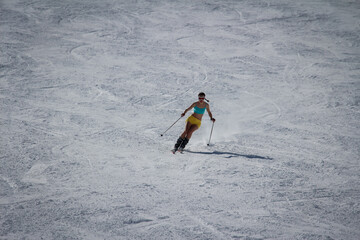 Fit skier wooman. high resolution photo.