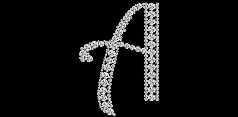 Silver Diamonds Alphabet Letter A Luxury Text Design Vector Illustration.	