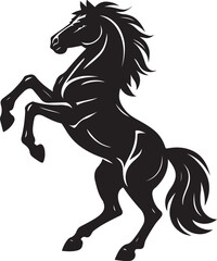 Majestic Black Stallion Silhouette A Symbol of Power Grace and Freedom Wild Horse Standing Tall Against a White Background