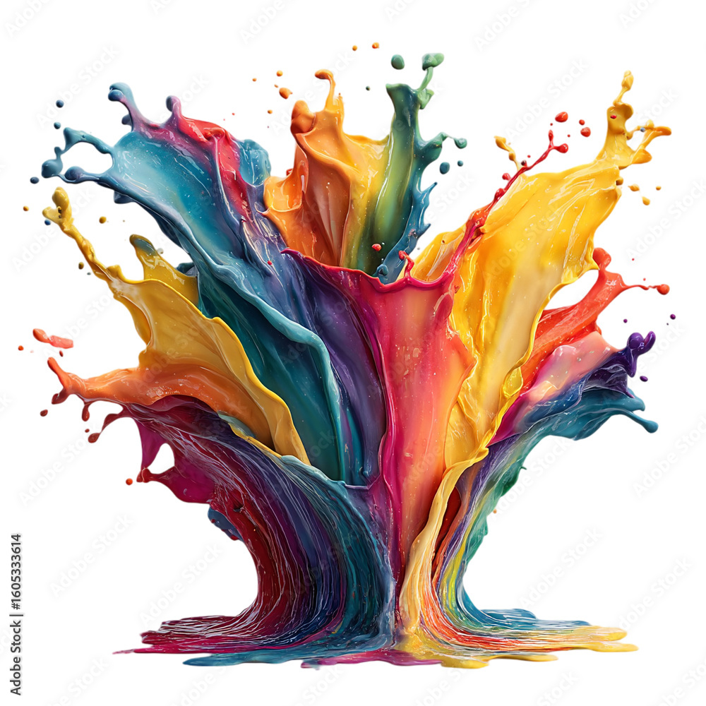 Poster abstract colorful splash art background vibrant artistic design isolated on transparent background