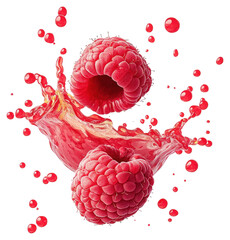 Naklejka na ściany i meble PNG Exploding real 2 raspberries raspberry fruit juice.