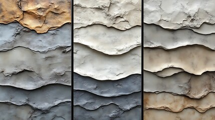 Stone texture panels in various shades