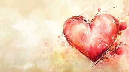 Watercolor heart art on a soft background