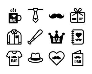Fatherhood icons black and white vector