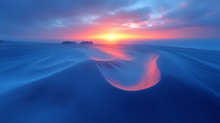 Stunning winter sunrise over a snow-dusted landscape