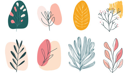 Fototapeta premium Stylish Abstract Boho Leaf and Plant Organic Shapes Flat Design