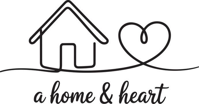 House heart symbol with text love home