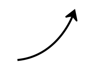 Black curve arrow graph on transparent background for web app website logo android youtube AI UI design