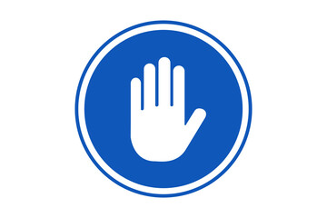 Obraz premium blue hand stop sign icon inside circle for caution png file type