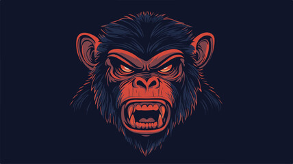 Aggressive Monkey Graphic Design Minimalist Vector Illustration