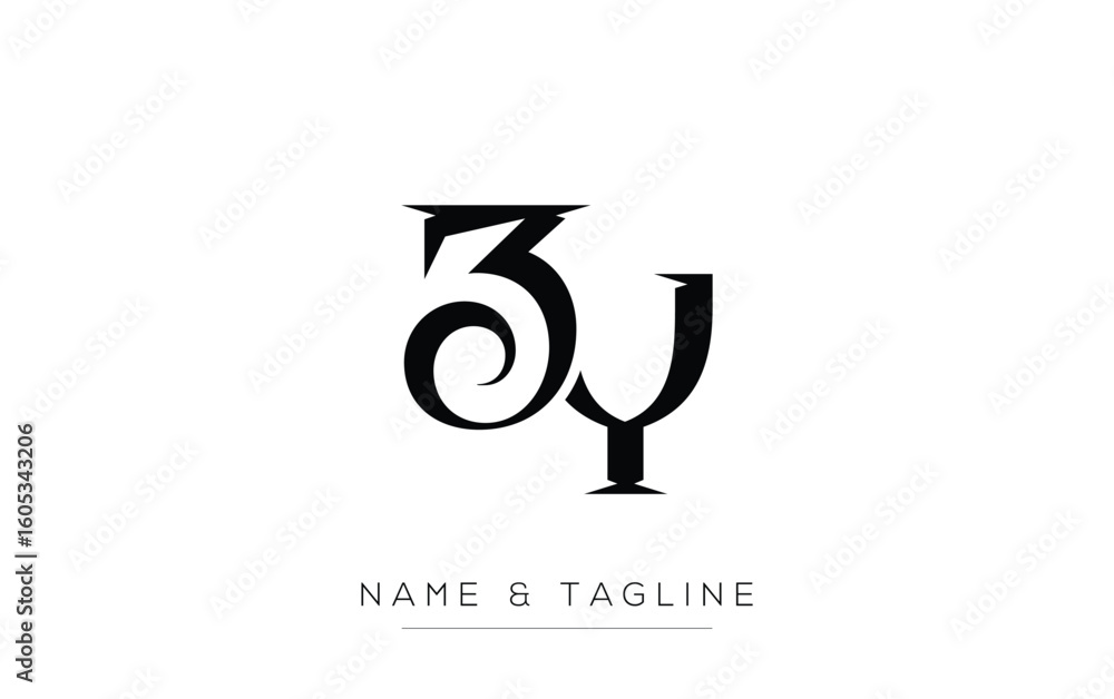 Fototapete zy elegant monogram logo design featuring stylized letters. a sophisticated monogram logo representa