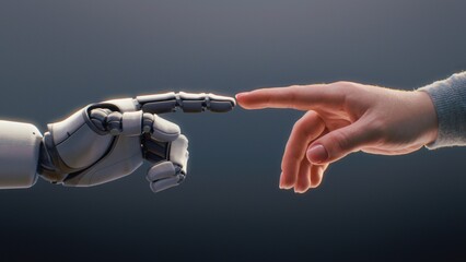 Futuristic Concept of Humanity and Artificial Intelligence Collaboration: Visualization of Humanoid...