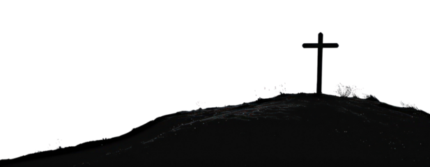 PNG Cross on hill silhouette cross symbol.