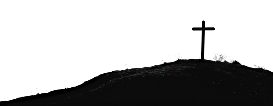 PNG Cross on hill silhouette cross symbol.