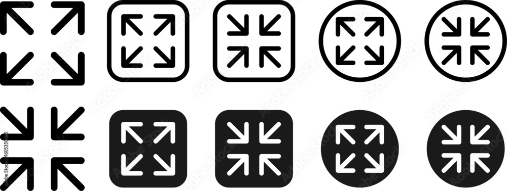 Wall mural maximize and minimize arrow button. full screen and exit full screen icon.