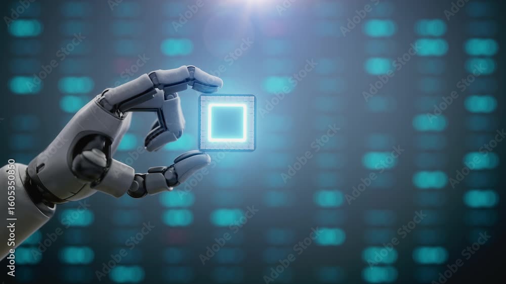 Fototapete futuristic concept of humanity and artificial intelligence collaboration: visualization of human giv