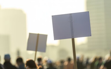 Protestors holding blank signs at a demonstration, symbolizing freedom of speech and political dissent