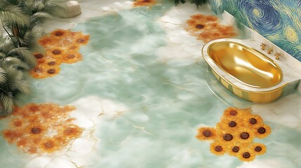 Luxurious bathroom with artistic floor