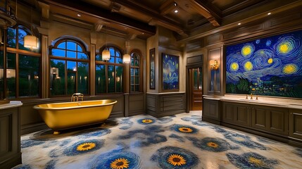 Luxurious bathroom with mosaic art
