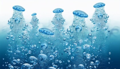 bubbles underwater texture isolated on white background blue air gas or oxygen under water realistic fizzy drink soda effect