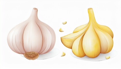 garlic hand drawn watercolor painting isolated on white background