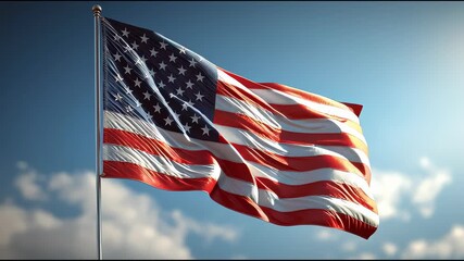 Waving american flag united states photograph outdoor close-up patriotism and freedom - Powered by Adobe