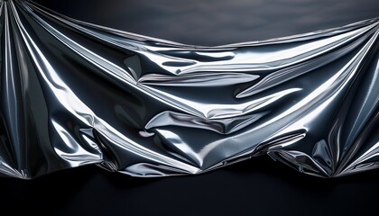 close up of a sleek reflective plastic wrap creating a glossy texture against a dark backdrop