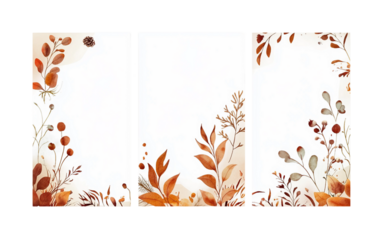 Handcrafted table number cards styled for fall weddings with natural textures and warm rustic tones isolated on transparent background PNG