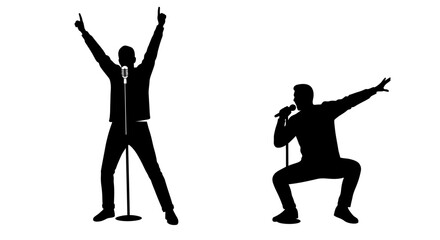 Two Singers Performing on Stage in Black Silhouette