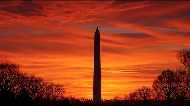 Sunset silhouette of the washington monument washington d.C. Landscape photography evening dramatic colors