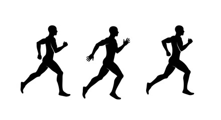 Running Man Silhouette Vector Illustration on White Background silhouette