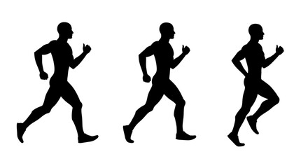 Running Man Silhouette on White Background Fitness and Exercise Concept silhouette