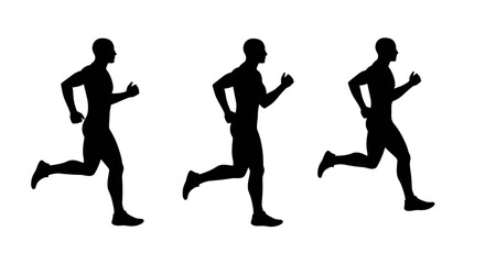 Running Men Silhouette on White Background Sport and Fitness Concept silhouette