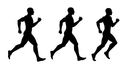 Running Man Sequence Black and White Silhouette