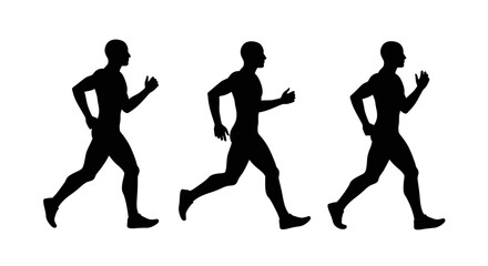 Running Man Silhouette Sequence on White Background silhouette