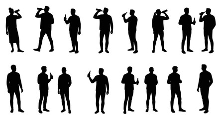 Seamless Pattern of People Drinking Beer Silhouette