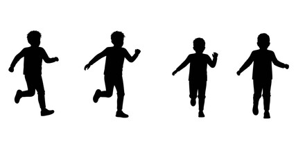 Two Boys Running Forward Silhouette
