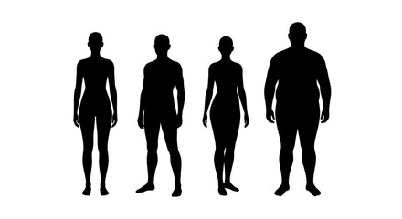Diverse Body Types in Silhouette Male and Female Forms silhouette